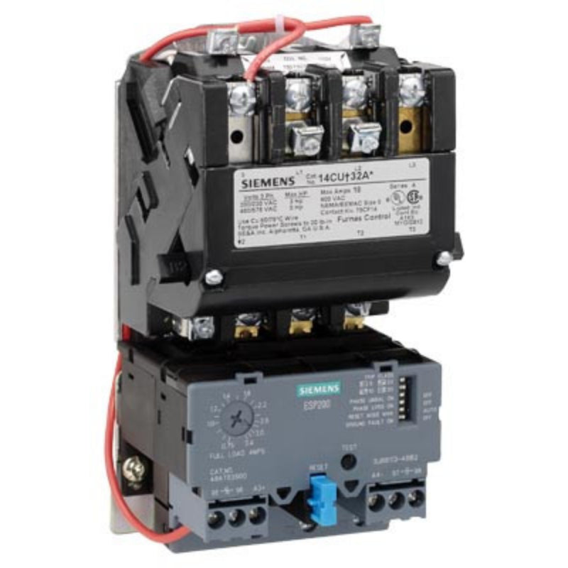 14CUA32AA Siemens Non-Reversing Motor Starter 240 V 18 A 14 kA 8.6 W 0.5 hp 3 Pole Three Phase Screw 110 to 240 V Coil