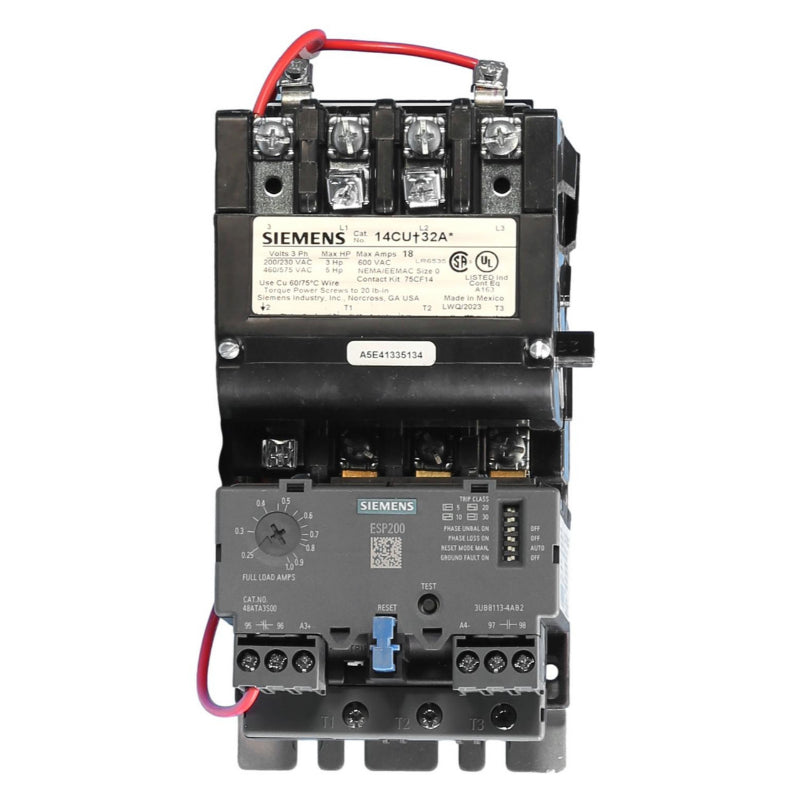 14CUC32AF Siemens Non-Reversing Motor Starter 120 V 18 A 14 kA 8.6 W 5 hp 3 Pole Three Phase Screw 120 V Coil
