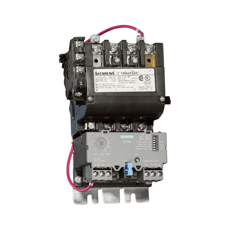 14DUC32AA Siemens Non-Reversing Motor Starter 240 V 27 A 14 kA 8.6 W 5 hp 3 Pole Three Phase Screw 110 to 240 V Coil