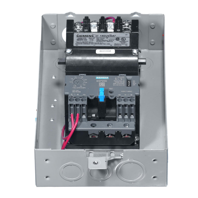 14DUE32BA Siemens Non-Reversing Motor Starter 240 V 27 A 14 kA 8.6 W 7.5 hp 3 Pole Three Phase Screw 110 to 240 V Coil