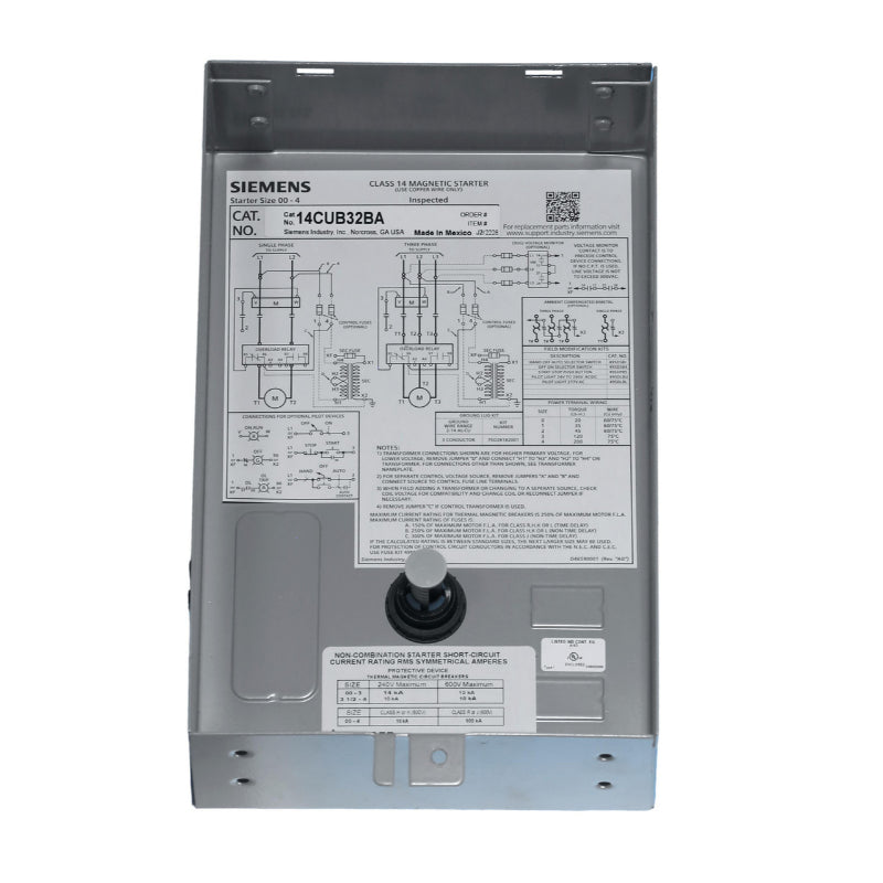 14DUE32BA Siemens Non-Reversing Motor Starter 240 V 27 A 14 kA 8.6 W 7.5 hp 3 Pole Three Phase Screw 110 to 240 V Coil