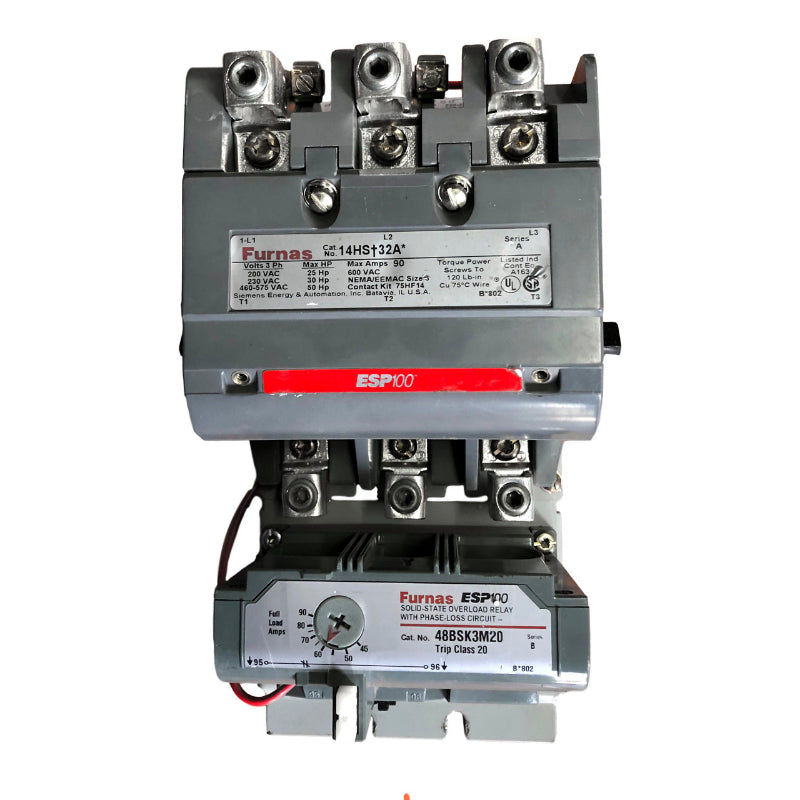 14HS+32A Siemens Series A Magnetic Starter 600 V 90 A 50 hp Three Phase Screw 220 to 240 V Coil
