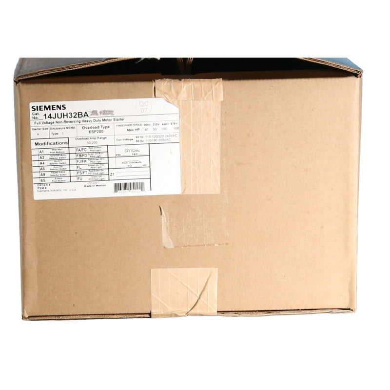 14JUH32BA Siemens Non-Reversing Motor Starter 240 V 135 A 22 W 100 hp 10 kA 3 Pole Three Phase Screw 220 to 240 VAC Coil