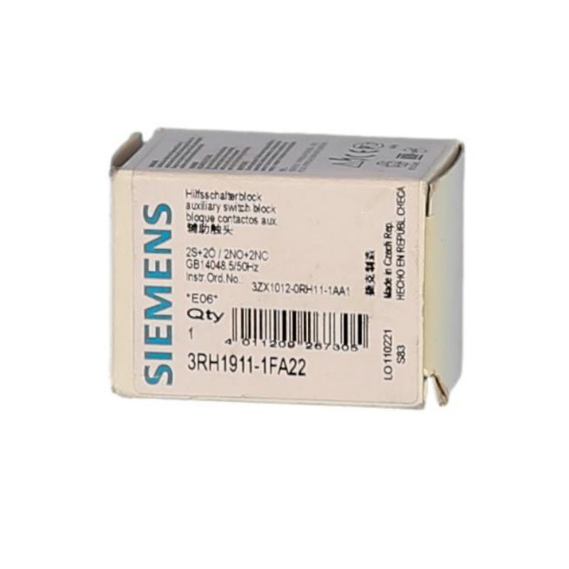 3RH1911-1FA22 Siemens Auxiliary Switch Block 15 A 2NO & 2NC