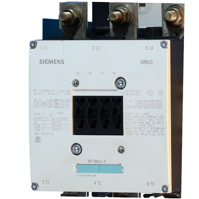 3RT1066-6AR36 Siemens Power Contactor 400 V 300 A 160 kW 3NO Three Phase 0.4 kA