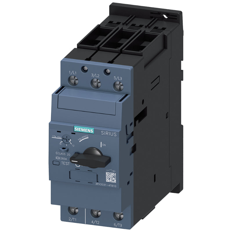 3RV2031-4TB10 Siemens 3RV2 Motor Protection Circuit Breaker Thermal Magnetic 690 V 17 A 3 Pole Instantaneous 100 kA