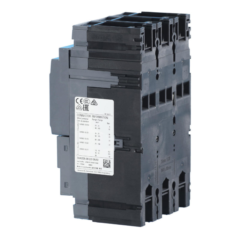 3VA2225-6KQ32-0AA0 Siemens 3VA Molded Case Circuit Breaker 250 A 3 Pole 690 VAC 250A Frame Electronic Lug 242 kA