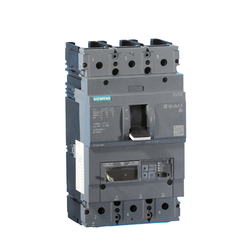 3VA2340-6KQ32-0AA0 Siemens 3VA Molded Case Circuit Breaker 400 A 3 Pole 690 VAC 400A Frame Electronic Lug 242 kA