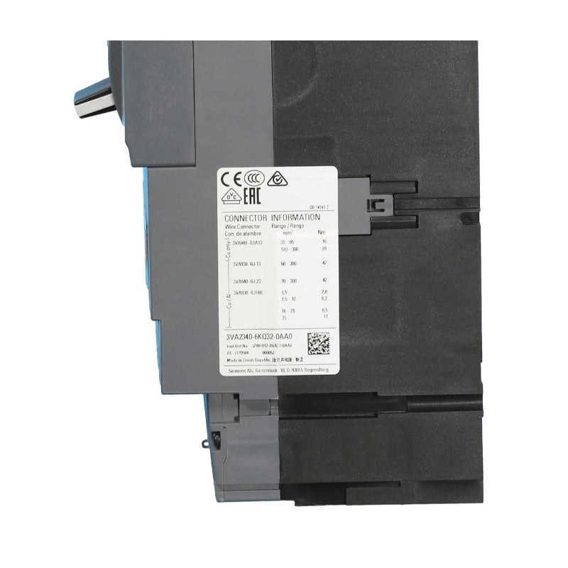 3VA2340-6KQ32-0AA0 Siemens 3VA Molded Case Circuit Breaker 400 A 3 Pole 690 VAC 400A Frame Electronic Lug 242 kA