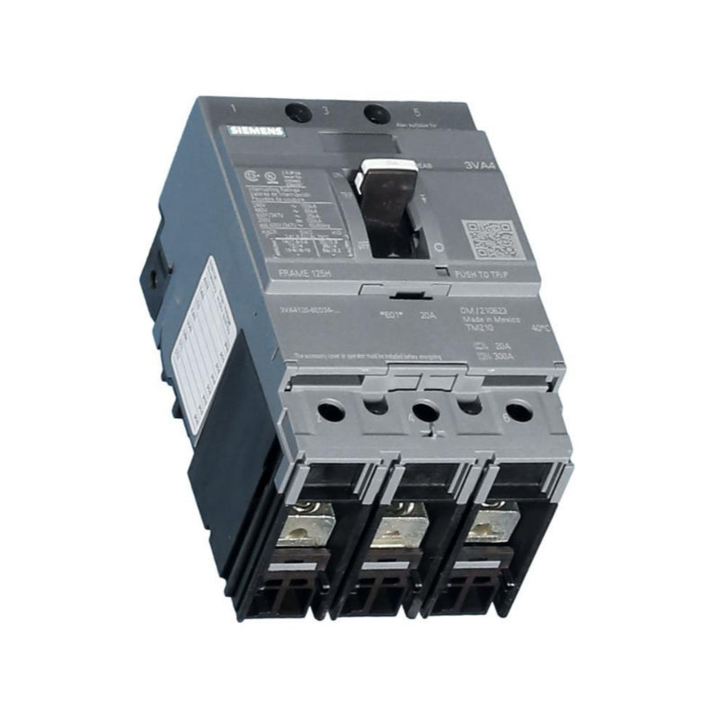 3VA4111-6ED34-0AA0 Siemens Sentron 3VA & HEAB Molded Case Circuit Breaker 110 A 3 Pole 600 VAC 125A Frame Thermal Magnetic Load Side Lug 150 kA