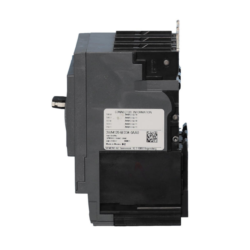 3VA4120-6ED34-0AA0 Siemens Sentron 3VA & HEAB Molded Case Circuit Breaker 20 A 3 Pole 600 VAC 125A Frame Thermal Magnetic Load Side Lug 150 kA