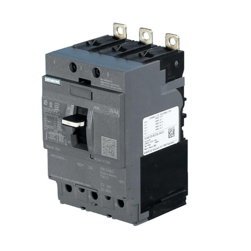 3VA4140-6ED34-0AA0 Siemens Sentron 3VA & HEAB Molded Case Circuit Breaker 40 A 3 Pole 600 VAC 125A Frame Thermal Magnetic Load Side Lug 150 kA