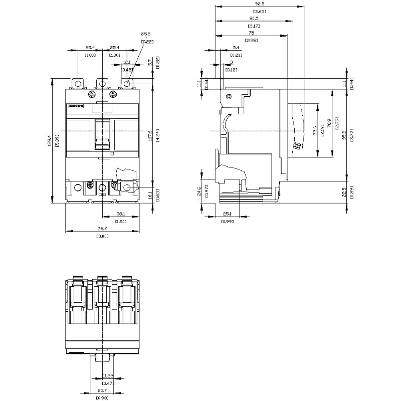 3VA4180-5ED34-0AA0 Siemens Sentron 3VA & MEAB Molded Case Circuit Breaker 80 A 3 Pole 600 VAC 125A Frame Thermal Magnetic Load Side Lug 85 kA
