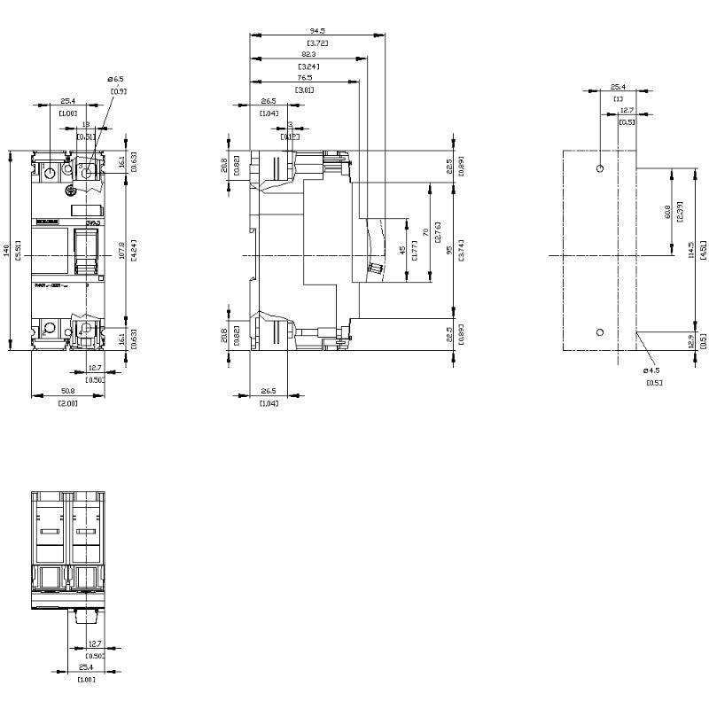 3VA5160-4ED21-0AA0 Siemens Sentron 3VA & SEAS Molded Case Circuit Breaker 60 A 2 Pole 415 VAC 125A Frame Thermal Magnetic 65 kA