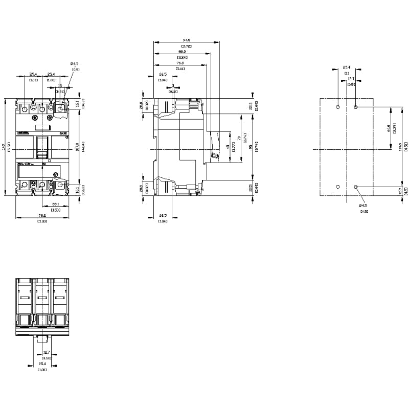 3VA5170-4EC31-0AA0 Siemens Sentron 3VA & SEAS Molded Case Circuit Breaker 70 A 3 Pole 690 VAC 125A Frame Thermal Magnetic 65 kA