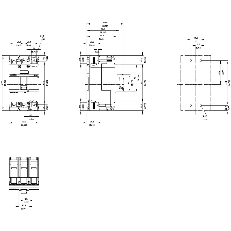 3VA5195-6ED31-0AA0 Siemens Sentron 3VA & HEAS Molded Case Circuit Breaker 15 A 3 Pole 690 VAC 125A Frame Thermal Magnetic 150 kA