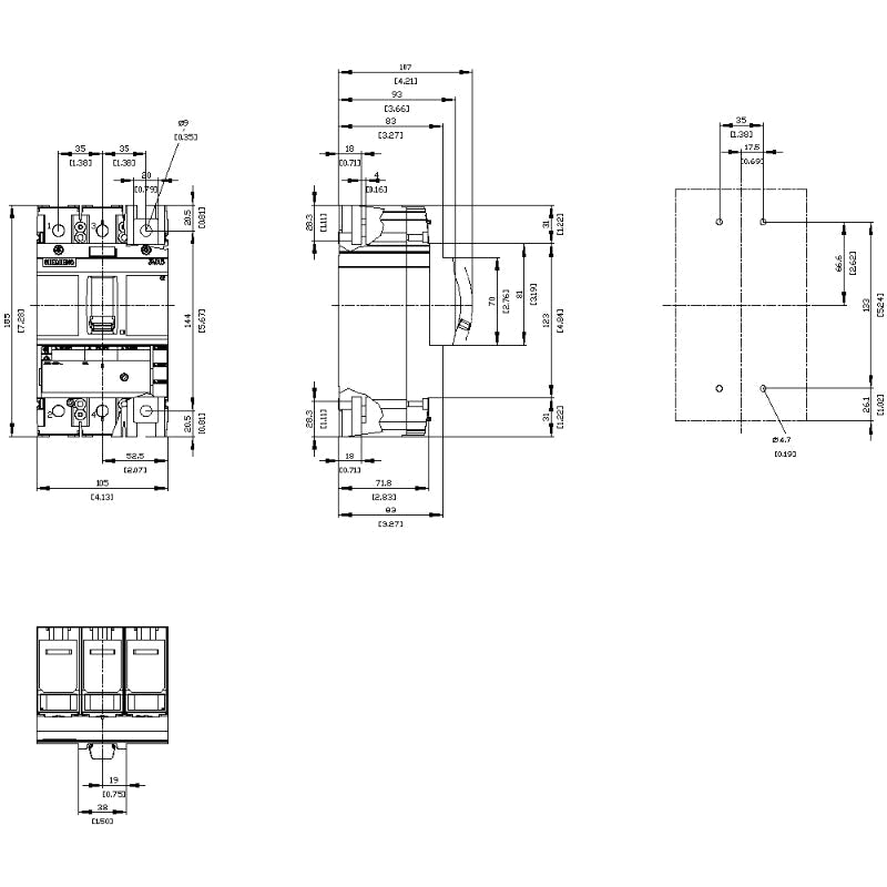 3VA5215-5EC31-0AA0 Siemens Sentron 3VA & MFAS Molded Case Circuit Breaker 150 A 3 Pole 690 VAC 250A Frame Thermal Magnetic Three Phase 85 kA