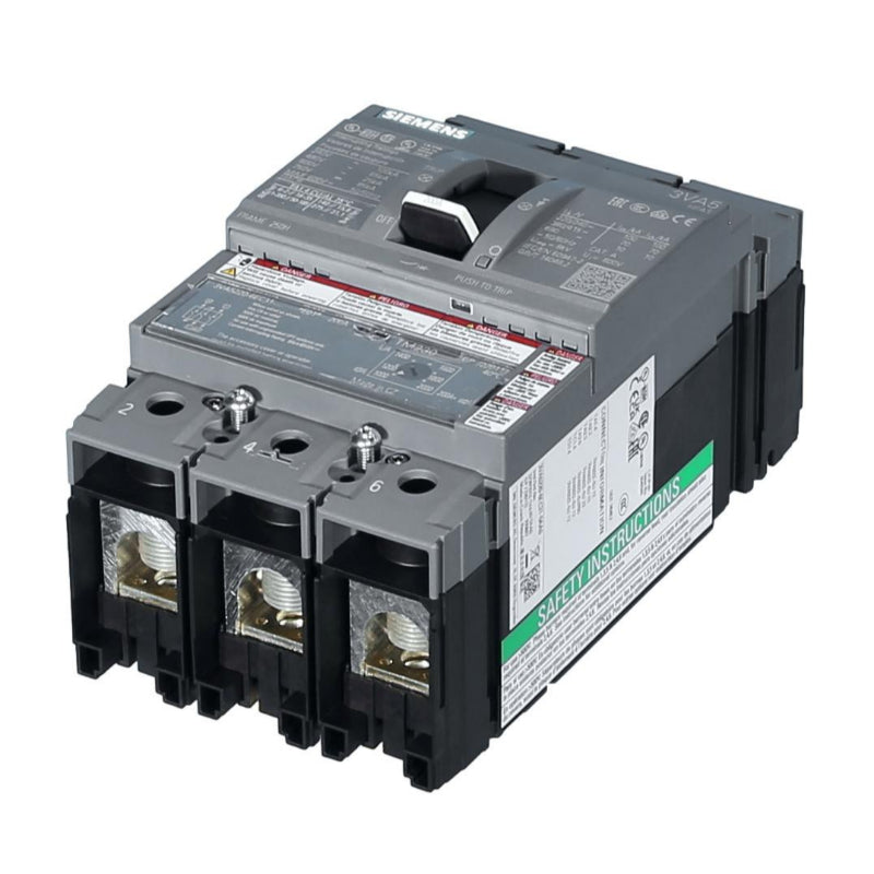 3VA5220-6EC31-0AA0 Siemens Sentron 3VA & HFAS Molded Case Circuit Breaker 200 A 3 Pole 690 VAC 250A Frame Thermal Magnetic 100 kA