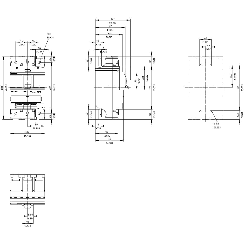 3VA5335-5EC31-0AA0 Siemens Sentron 3VA & MJAS Molded Case Circuit Breaker 350 A 3 Pole 690 VAC 400A Frame Thermal Magnetic 85 kA