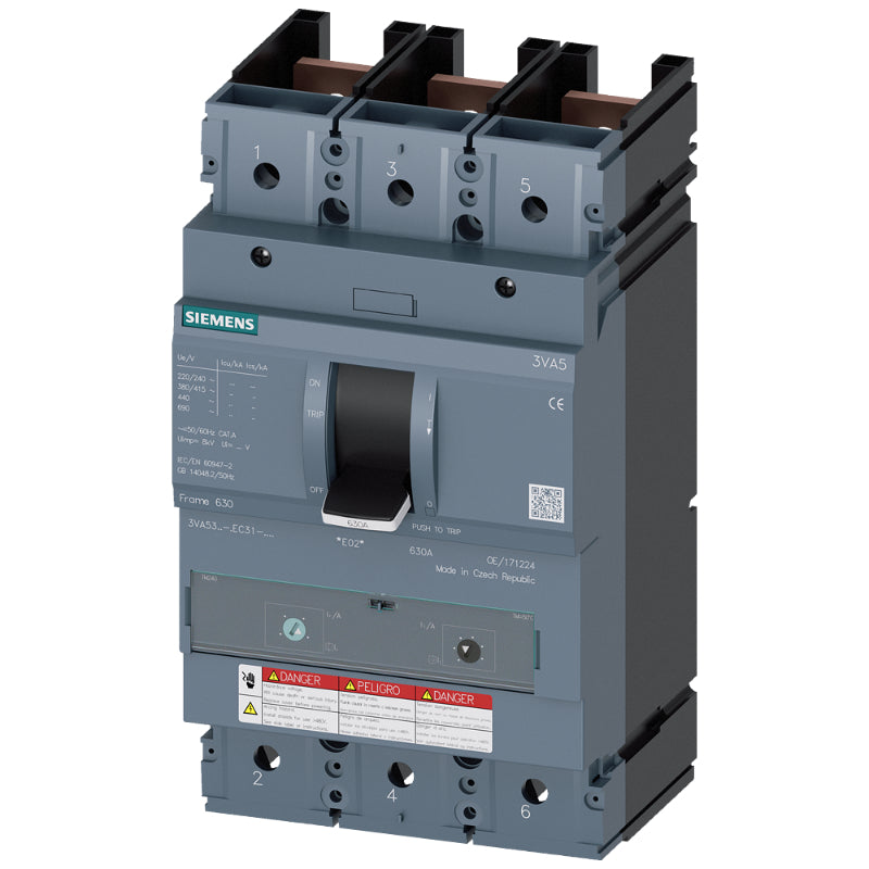 3VA5335-6EC31-0AA0 Siemens Sentron 3VA & HJAS Molded Case Circuit Breaker 350 A 3 Pole 690 VAC 400A Frame Thermal Magnetic 100 kA