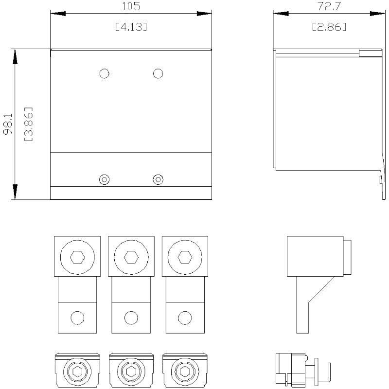 3VA9233-0JJ13 Siemens Wire Connector 250 A Aluminum For 3VA5 Series UL Circuit Breaker 4.13 in