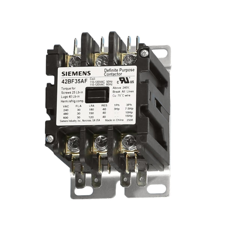 42BF35AF Siemens Definite Purpose Contactor 600 V 120 A 3NO Three Phase