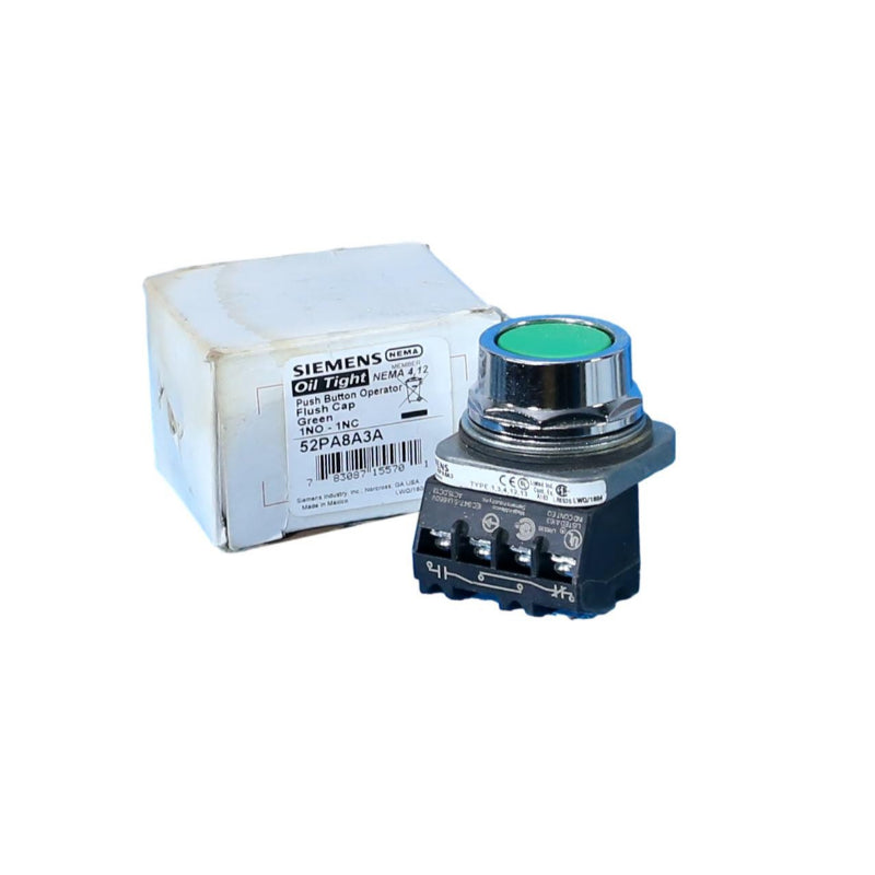 52PA8A3A Siemens Push Button 2 Positions Momentary Green