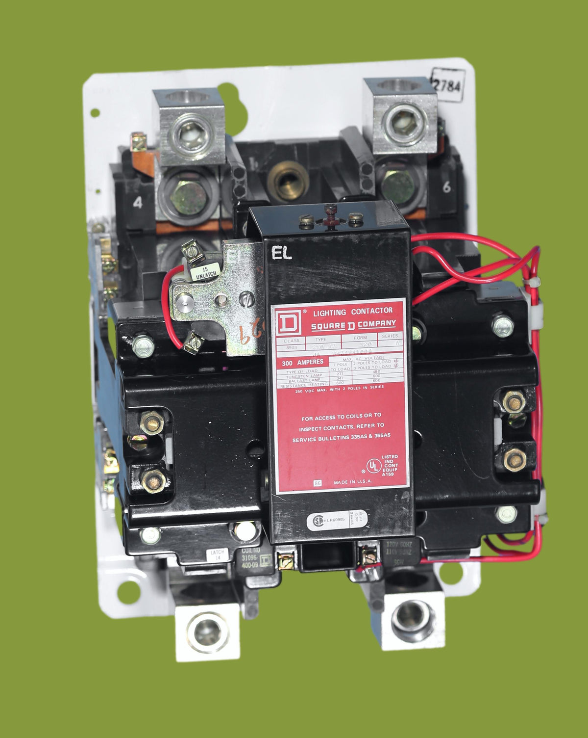 8903-SXO13V02X20
New -Mechanically Held 2 Pole Lighting Contactor 300A Square D 120V Coil