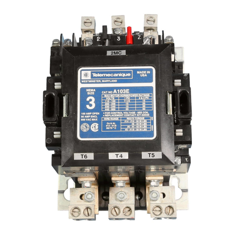 A103E Telemecanique Contactor 100 A 3 Pole Three Phase