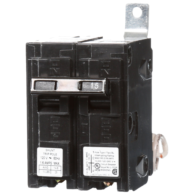 B11500S01 Siemens BL Molded Case Circuit Breaker 15 A 1 Pole 120/240 VAC BL 125A Frame Thermal Magnetic Load Side Lug 10 kA