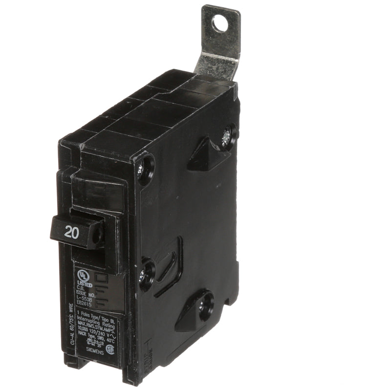B120 Siemens BL Molded Case Circuit Breaker 20 A 1 Pole 120/240 VAC BL 125A Frame Thermal Magnetic Load Side Lug Bolt-On 10 kA