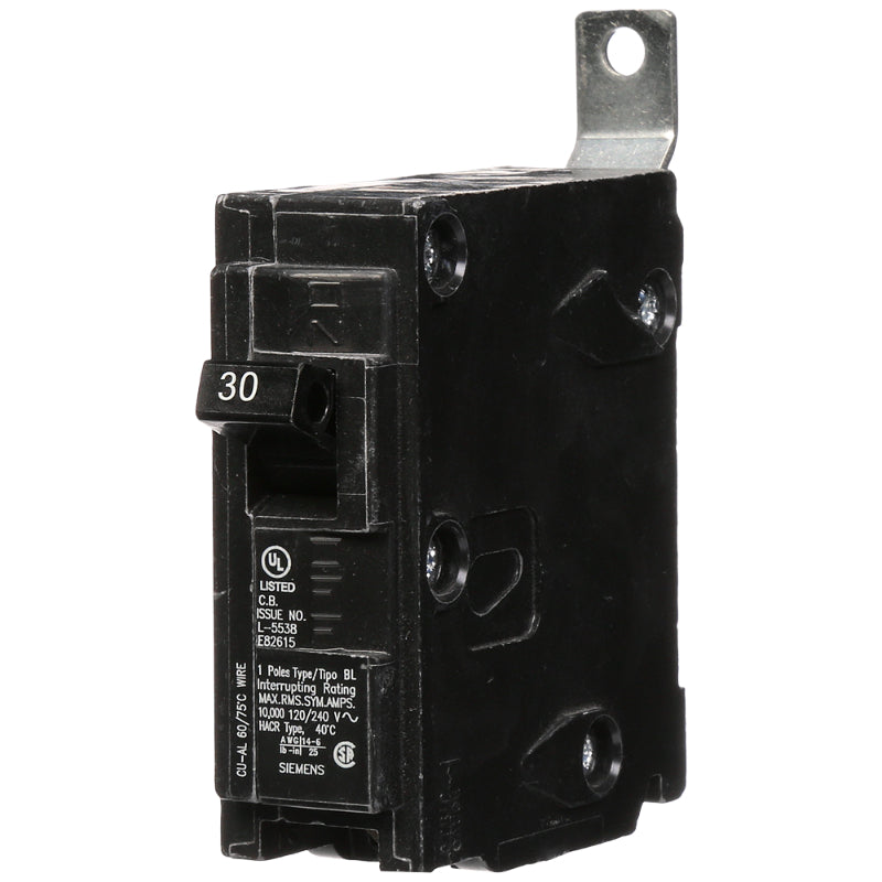 B130 Siemens BL Molded Case Circuit Breaker 30 A 1 Pole 120/240 VAC BL 125A Frame Thermal Magnetic Load Side Lug 10 kA
