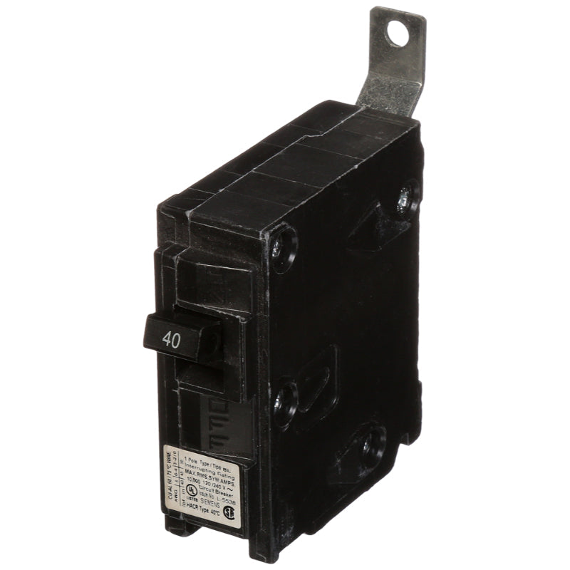 B140 Siemens BL Molded Case Circuit Breaker 40 A 1 Pole 120/240 VAC BL 125A Frame Thermal Magnetic Load Side Lug 10 kA