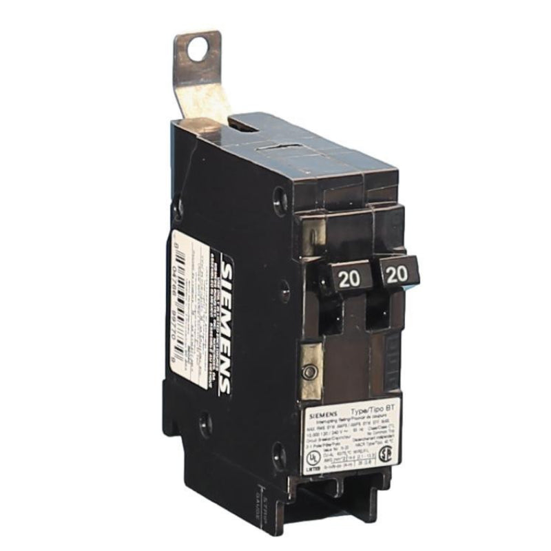 B2020 Siemens BT Miniature Circuit Breaker 20 A 1 Pole 120/240 VAC EQ Frame Thermal Magnetic Lug 10 kA