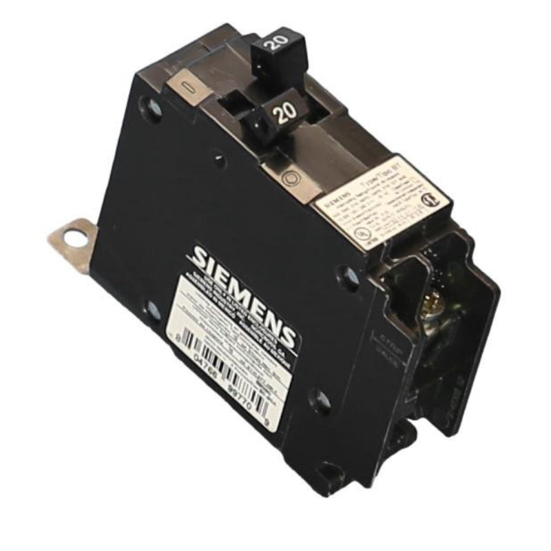 B2020 Siemens BT Miniature Circuit Breaker 20 A 1 Pole 120/240 VAC EQ Frame Thermal Magnetic Lug 10 kA