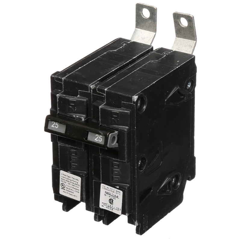 B225HH Siemens HBL Molded Case Circuit Breaker 25 A 2 Pole 120/240 VAC BL 125A Frame Thermal Magnetic Load Side Lug 65 kA