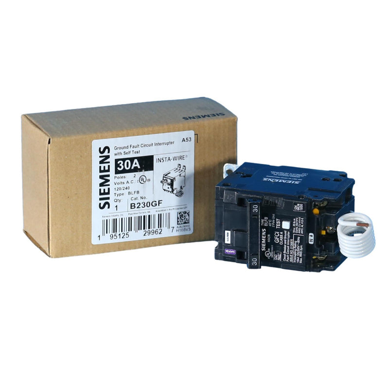 B230GF Siemens BLFB Ground Fault Circuit Breaker 30 A 2 Pole 120/240 VAC Electronic Lug 10 kA