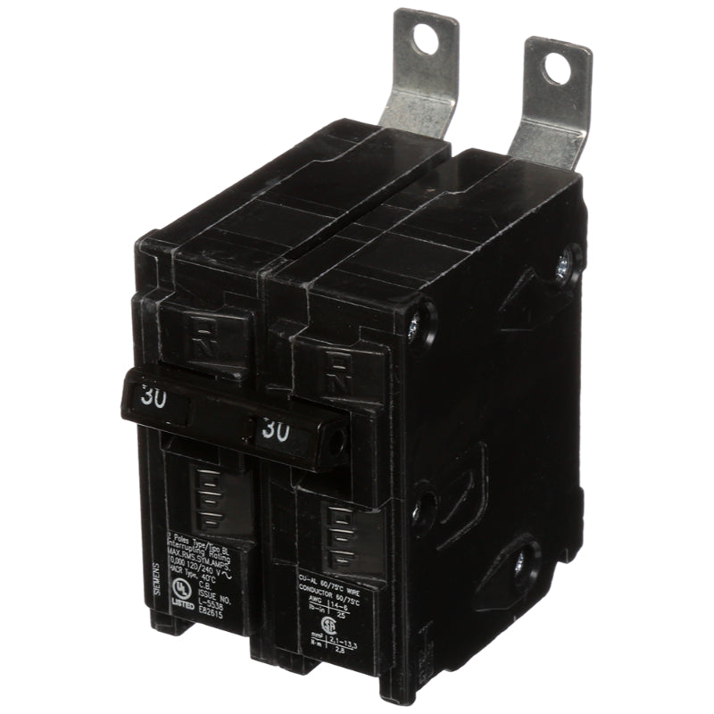 B230 Siemens BL Molded Case Circuit Breaker 30 A 2 Pole 120/240 VAC BL 125A Frame Thermal Magnetic Load Side Lug Bolt-On 10 kA