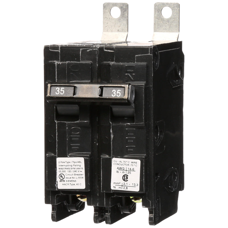 B235HH Siemens HBL Molded Case Circuit Breaker 35 A 2 Pole 120/240 VAC BL 125A Frame Thermal Magnetic Load Side Lug 65 kA