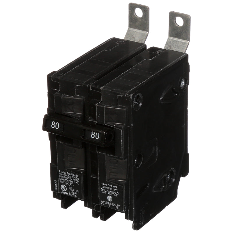B280 Siemens BL Molded Case Circuit Breaker 80 A 2 Pole 120/240 VAC BL 125A Frame Thermal Magnetic Load Side Lug 10 kA