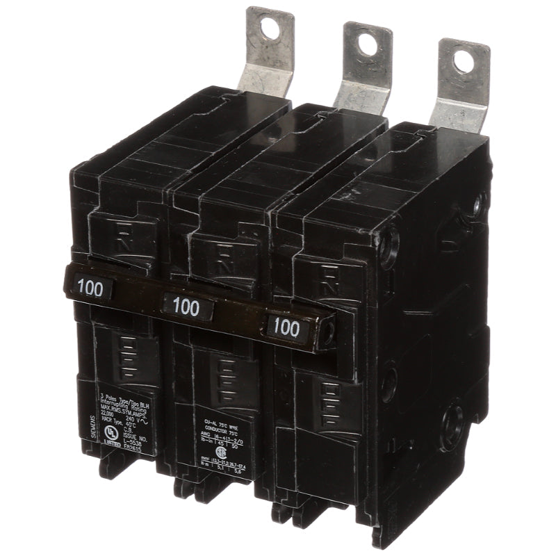 B3100H Siemens BLH Molded Case Circuit Breaker 100 A 3 Pole 240 VAC BL 125A Frame Thermal Magnetic Load Side Lug 22 kA