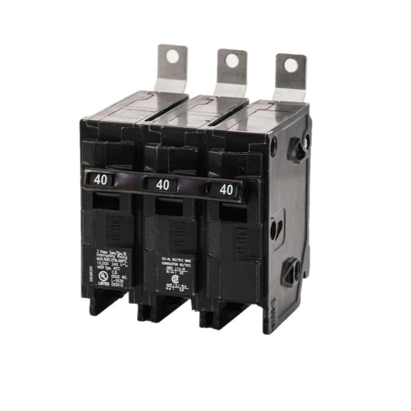 B340 Siemens BL Molded Case Circuit Breaker 40 A 3 Pole 240 VAC BL 125A Frame Thermal Magnetic Load Side Lug Bolt-On 10 kA