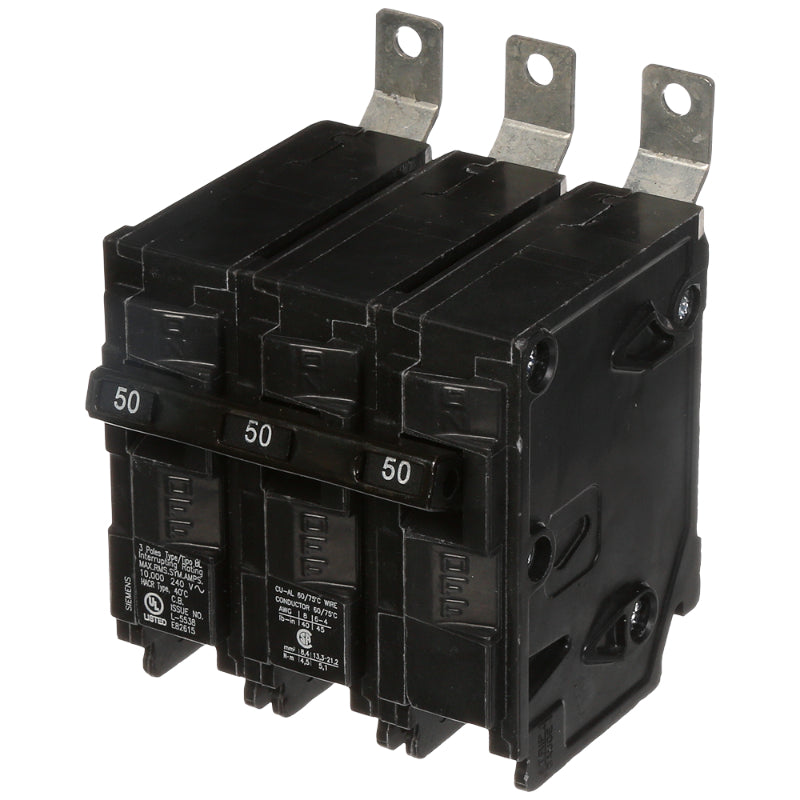 B350 Siemens BL Molded Case Circuit Breaker 50 A 3 Pole 240 VAC BL 125A Frame Thermal Magnetic Load Side Lug Bolt-On 10 kA
