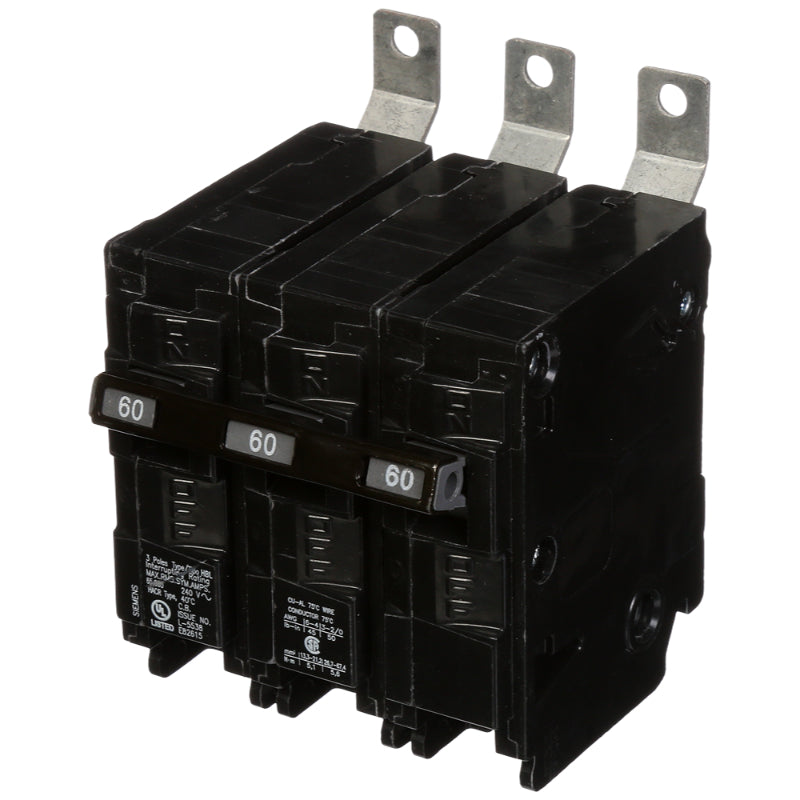 B360HH Siemens HBL Molded Case Circuit Breaker 60 A 3 Pole 240 VAC BL 125A Frame Thermal Magnetic Load Side Lug 65 kA