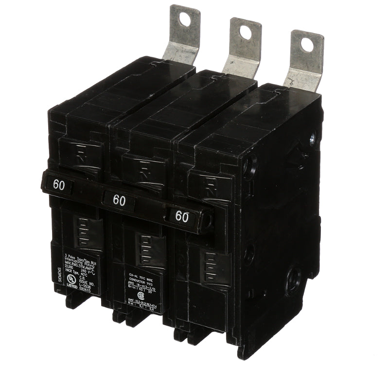 B360H Siemens BLH Molded Case Circuit Breaker 60 A 3 Pole 240 VAC BL 125A Frame Thermal Magnetic Load Side Lug 22 kA