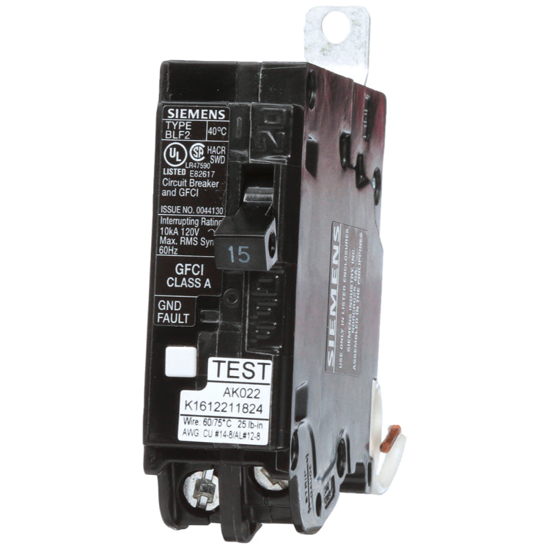BF115A Siemens BLF2 Ground Fault Circuit Breaker 15 A 1 Pole 120 VAC Electronic Lug 10 kA