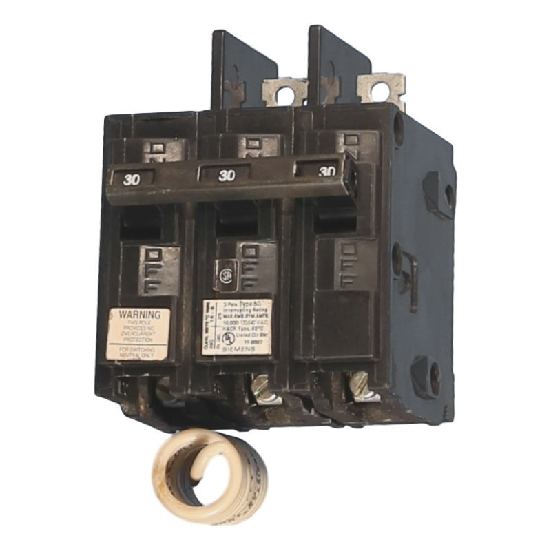 BG3B030 Siemens BQ Molded Case Circuit Breaker 30 A 3 Pole 120/240 VAC BQ Frame Thermal Magnetic Load Side Lug 10 kA