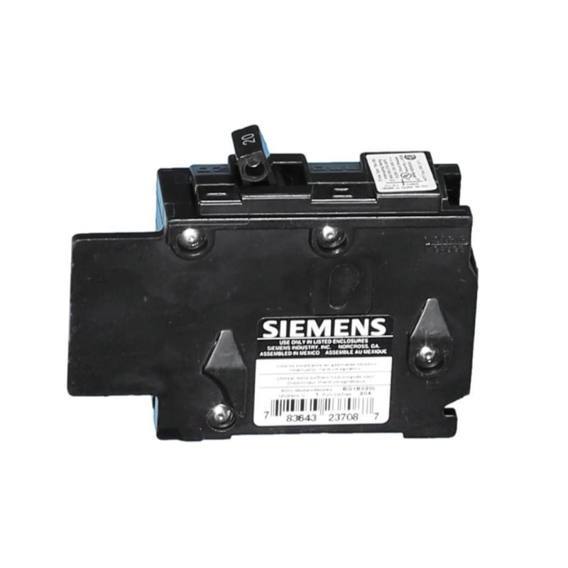 BQ1B020 Siemens BQ Molded Case Circuit Breaker 20 A 1 Pole 120/240 VAC Thermal Magnetic Load Side Lug 10 kA