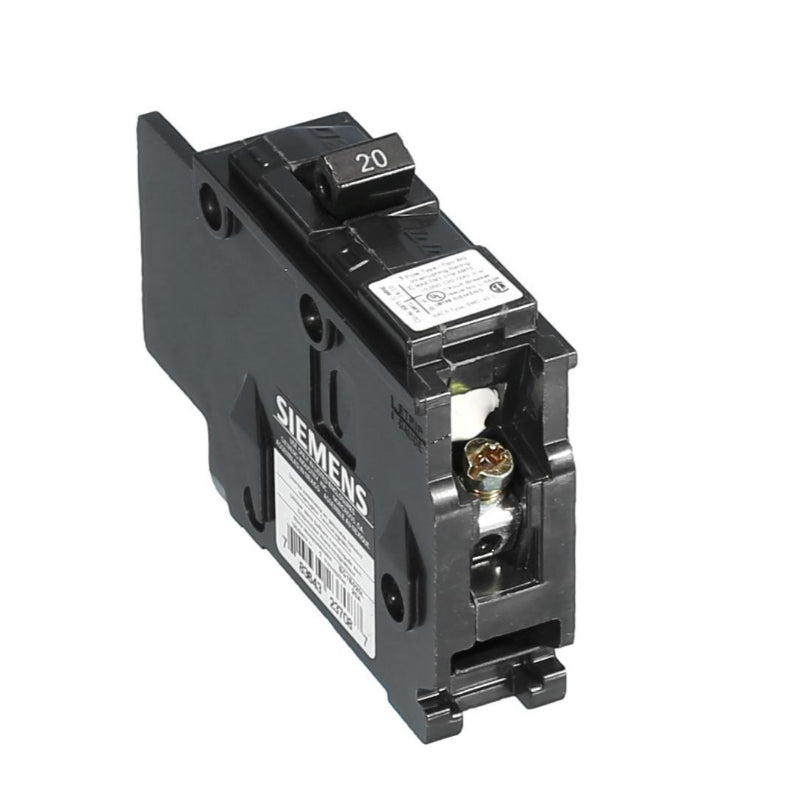 BQ1B020 Siemens BQ Molded Case Circuit Breaker 20 A 1 Pole 120/240 VAC Thermal Magnetic Load Side Lug 10 kA