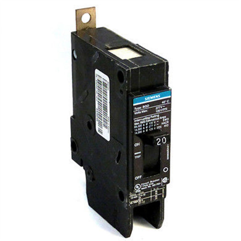 BQD120 Siemens BQD Molded Case Circuit Breaker 20 A 1 Pole 277 VAC BQD 100A Frame Thermal Magnetic Load Lug 14 kA
